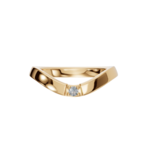 14k Gold Diamond Curve Ring, Crown Ring, Solitaire Wave Ring, Solid Gold Ring - £497.53 GBP+