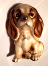 Cocker Spaniel Dog Figurine Big Sad Yellow Eyes 6&quot; Ceramic Porcelain Norleans - £12.34 GBP