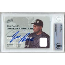 Tim Raines Chicago White Sox Auto 1995 Donruss Studio #148 BAS Slab Autographed - £70.78 GBP