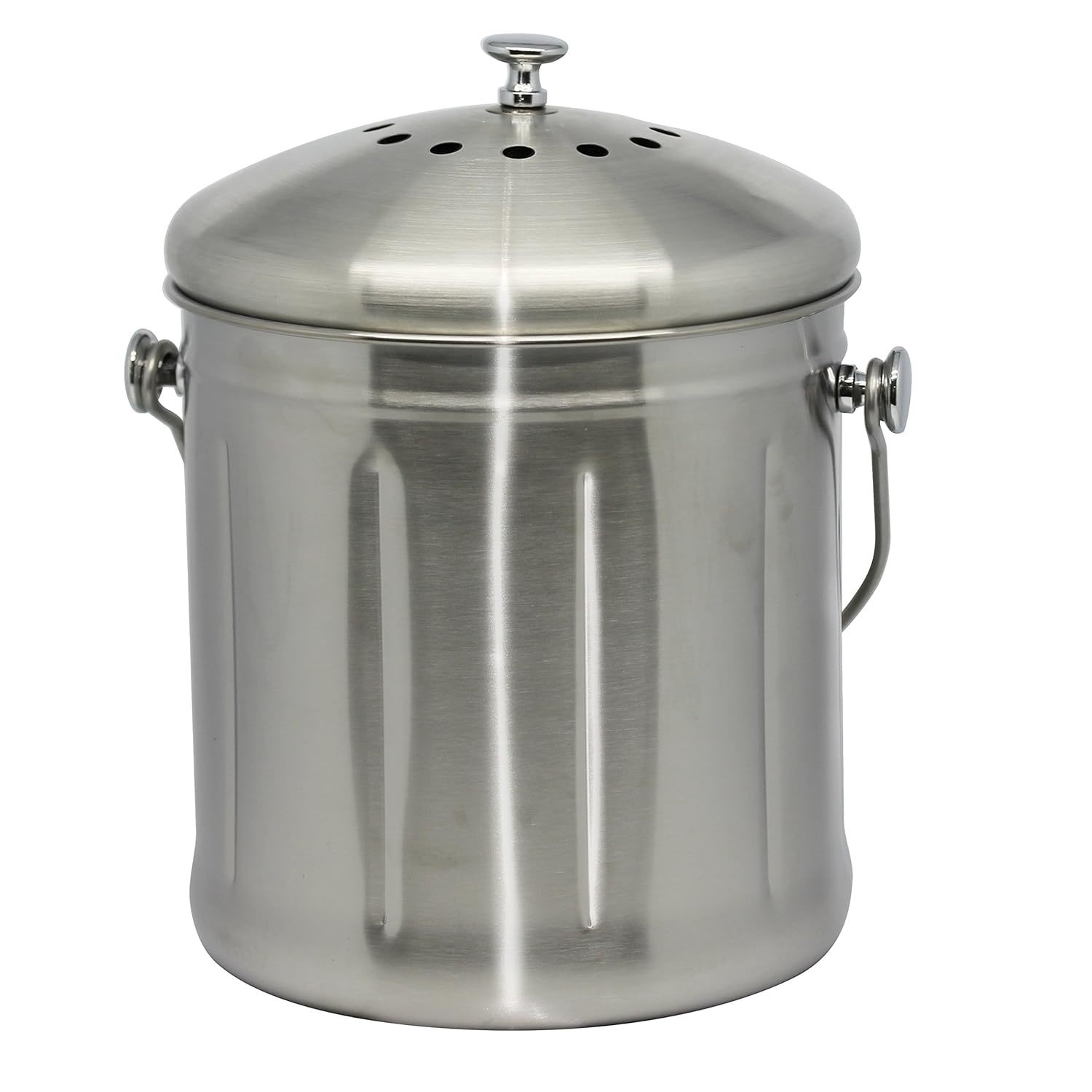 Natural Home Stainless Steel Compost Bin, 1.8-Gallon, Stainless Steel
