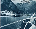 Tourist Map of Norway  &amp; Blue Sepia Photos  1953 Brochure &amp; Map - $17.82