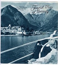 Tourist Map of Norway  &amp; Blue Sepia Photos  1953 Brochure &amp; Map - £14.04 GBP