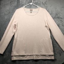 Chicos Pale Pink Textured Sweater Long Sleeve Pockets Tunic Size 1 M 8/10 - £13.70 GBP