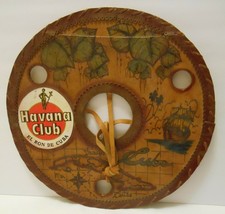 Havana Club Rum Vintage Tooled Leather On Board Serving Tray 15&quot; Diameter - £78.29 GBP
