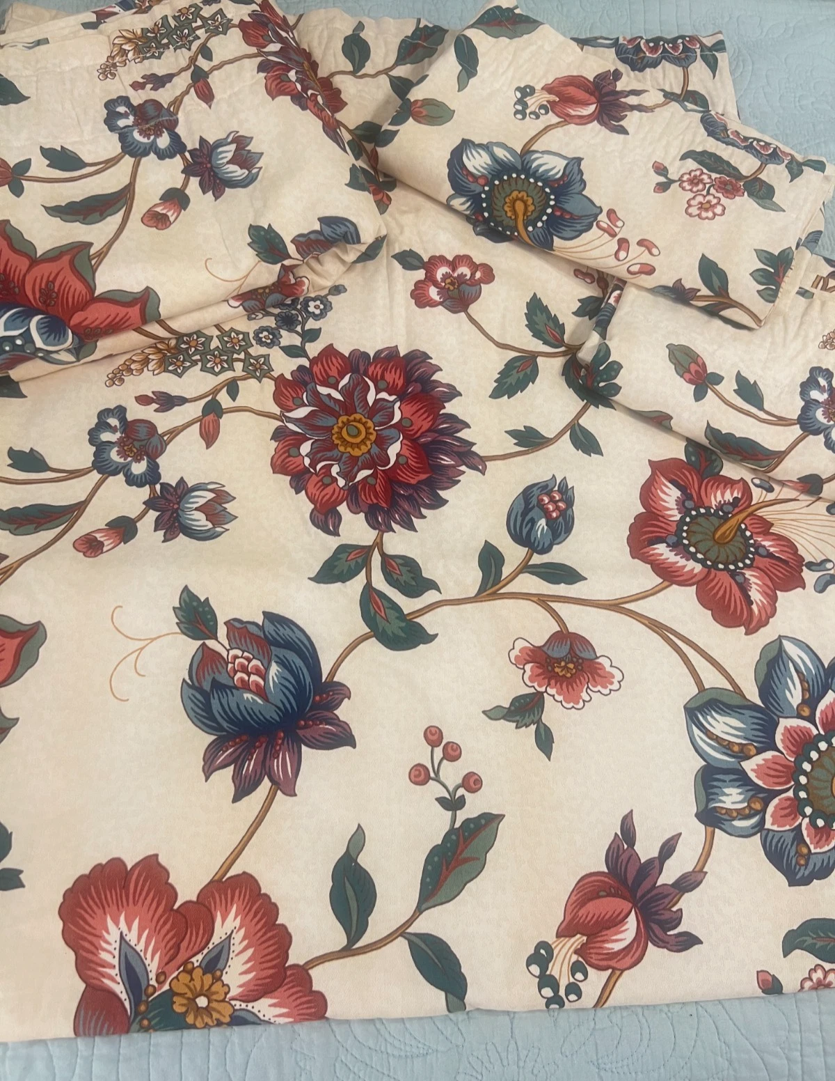 Waverly Salem Towne House Floral Custom 4pc 102x120 Drapery Panel &amp; Vala... - $235.00