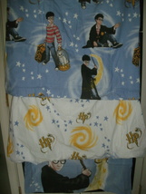 Harry Potter 3 Pc Flannel Sheet Set Twin Size white &amp; blue w/ XL pillowcase - £32.19 GBP