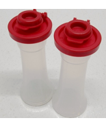Tupperware Salt &amp; Pepper Shakers Hourglass Set 4&quot; Clear &amp; Red - $62.40 CAD