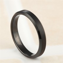 TIGRADE 4/6/8/mm Black Tungsten Carbide Ring Men Brushed Silver Color Wedding Ba - £18.63 GBP