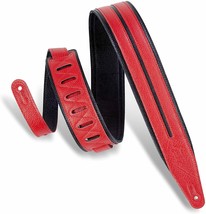 Levy&#39;s - MG317DRS-BLK-RED - 2.5&quot; Garment Leather Guitar Strap - Red and ... - £52.31 GBP