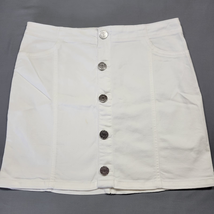 Jolt Women Skirt Size 7 Juniors White Stretch Mini Button Up Y2K Classic A-Line - £10.13 GBP