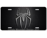 Chrome Spider Inspired Art on Mesh FLAT Aluminum Novelty Auto License Ta... - £14.60 GBP