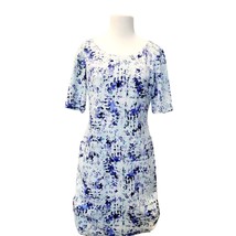 Antonio Melani Dress Blue in White Short Sheeve Floral Lined Size 4 - £22.05 GBP