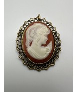 Vintage Signed WAC Gold Cameo Brooch 3.8cm x 5.5cm  BB3 - $21.48 CAD