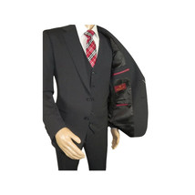 Men Suit BERLUSCONI Turkey 100% Italian Wool Super 180's 3pc Vested #Ber21 Black image 7