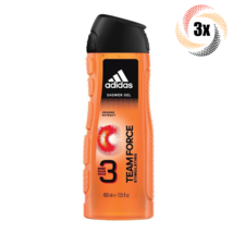 3x Bottles Adidas Team Force 3in1 Body Hair &amp; Face Shower Gel Shampoo | 400ml - £18.44 GBP