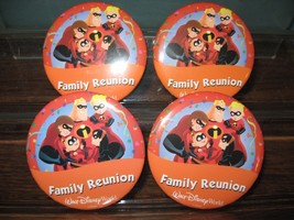 Disney 4 Button Set WDW Family Reunion The Incredibles Pins Pin-Back The... - $18.69