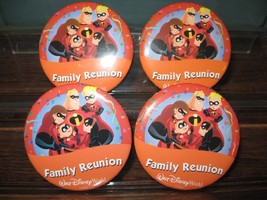 Disney 4 Button Set WDW Family Reunion The Incredibles Pins Pin-Back The... - £14.89 GBP