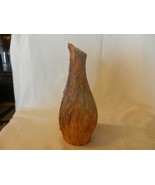 Blue &amp; Brown Pottery Flower Bud Vase Carved by George Gonzales 9&quot; Tall  - £44.99 GBP