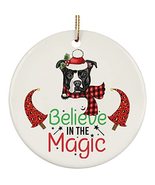 hdhshop24 Believe in Magic Christmas Pitbull Terrier Dog Circle Ornament... - £15.51 GBP
