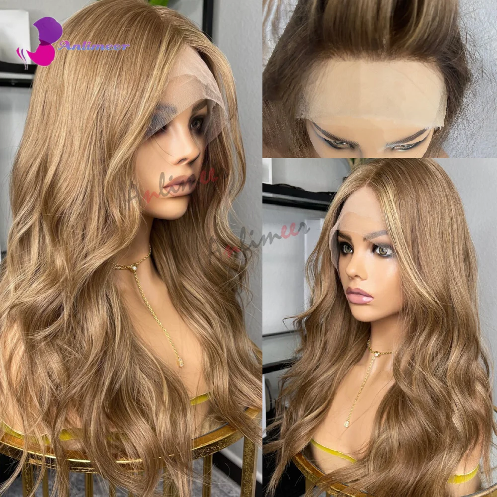 Honey Blonde Colored Wigs Body Wave Lace Front Wig Highlighted Wig Real Hair - £108.79 GBP+