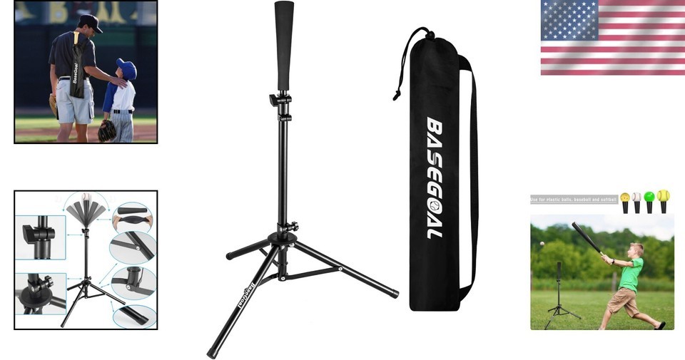 Portable Baseball Tee & Tripod Stand - Height Adjustable for Batting Practice Item image 2