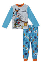 Space Jam Boys Long Sleeve Pajamas Set 2-Pieces Shirt Pants Size M 8 - £7.08 GBP