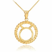 10K Solid Gold Taurus Zodiac Sign Circle Rope Pendant Necklace 16&quot; 18&quot; 20&quot; 22&quot;  - £147.62 GBP+