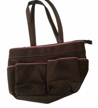 Baby Boon Diaper Bag Small Carry Lunch Tote Makeup Food Toys Brown Pink Zipper - £10.69 GBP