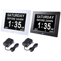 8&quot; Lcd Day Clock Digital Calendar Alarm Large Dementia Table Home Office... - £129.69 GBP