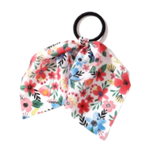 Fabric Scarf Hair Tie Ponytail Elastic Holder Colorful Multicolor Flower Print - £2.40 GBP