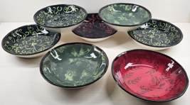 7 Pc Certified International Holiday Splendor Pasta Bowls Mixed Set Brubaker Lot - $135.50