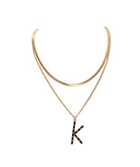 Double-layer letter necklace with 18K gold snake-shaped chain for women ... - €20,82 EUR