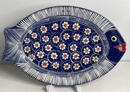 Fish Plate Mexican Folk Art Zihuatanejo Clay Pottery Table Wall Décor Si... - £15.44 GBP