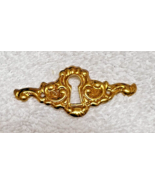 Old Keyhole Scrolls Detail Lock Cover Brass Colored 2 1/2 x 1 1/8 inch K... - $9.41
