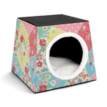 Mondxflaur Patchwork Flower Cat Beds for Indoor Cats Cave Bed 3 in 1 Pet House - £26.37 GBP