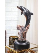 Marine Sea Dolphin Jumping Out Of Water Bronze Electroplated Resin Figurine - $65.63 CAD