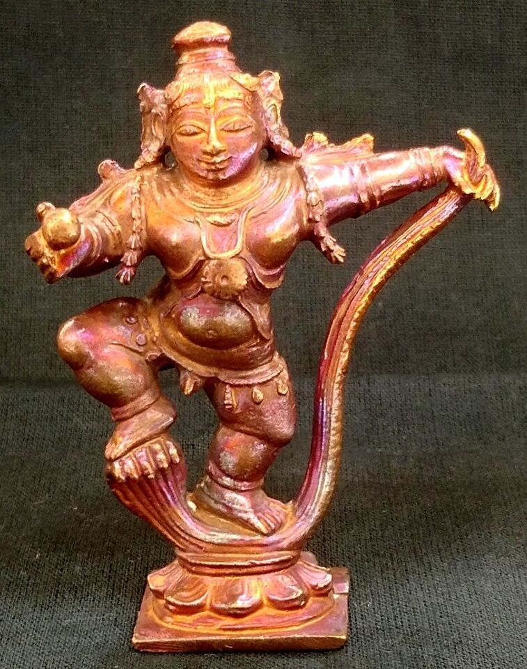 Kaliya Mardana / Kalinga Krishna / Kadamba Krishna Idol In Pure Solid Co... - $89.10