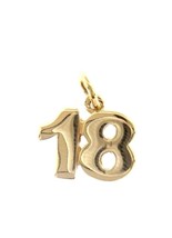 18K YELLOW GOLD NUMBER 18 EIGHTEEN PENDANT CHARM 0.7 INCHES 17 MM MADE I... - $284.01