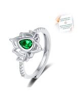XMTYQ S925 Silver Lotus Flower Zircon Inspirational Ring Silver - $34.70 CAD