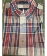 NWOT Enro Blue And Red Plaid Button Down Two Ply Long Sleeve Dress Shirt... - $12.16