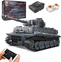 Tiger Tank Model Building Blocks Military MOC Bricks Toy Set with Remote Control - $69.29