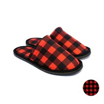 Chochili Men Lumberjack Home Garage Kitchen Dorm Slippers Trendy Black and Red - £10.93 GBP