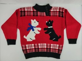 Vtg Hasting &amp; Smith White Westie &amp; Black Scottie Dog Scottish Terrier Sweater L - £88.31 GBP