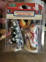 Vntg Lemax Mister Snowman &amp; Christmas Tree Poly-Resin 2 Figure Set #9236... - $19.59
