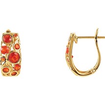 14K Yellow Gold Mexican Fire Opal Hoop Earrings - £824.42 GBP