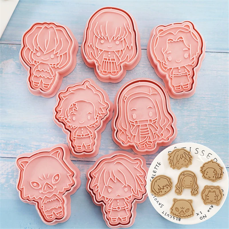 6/8pcs Anime Demon Slayer Cookies Cutter Tools 3D Pressing Biscuit Mold - £10.46 GBP+