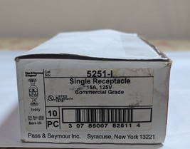 LOT of 10 Pass & Seymour 5251-I Single Receptacles 15A 125V Commercial Grade - $54.45