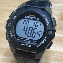 Timex Watch Expedition Men 100m Black Green Digital Alarm Chrono New Battery - £35.60 GBP