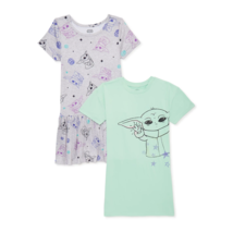 2 PACK Disney Girls Baby Yoda T Shirt Dress Set Grogu Mandalorian Size 6 6X NEW - £9.65 GBP