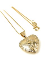 Vintage Gold Heart Photo Locket Pendant Necklace 18K for - £72.10 GBP